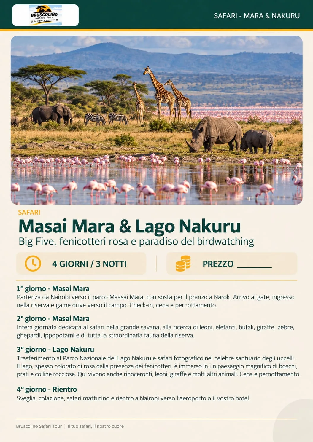 Fenicotteri, rinoceronti e giraffe al Lago Nakuru