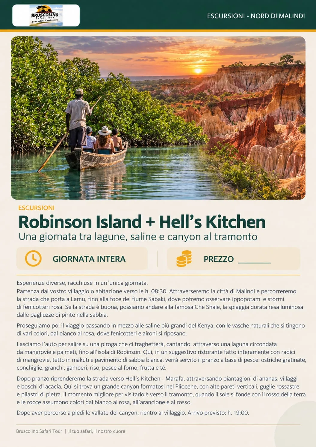 Laguna di Robinson Island e canyon di Hell's Kitchen al tramonto